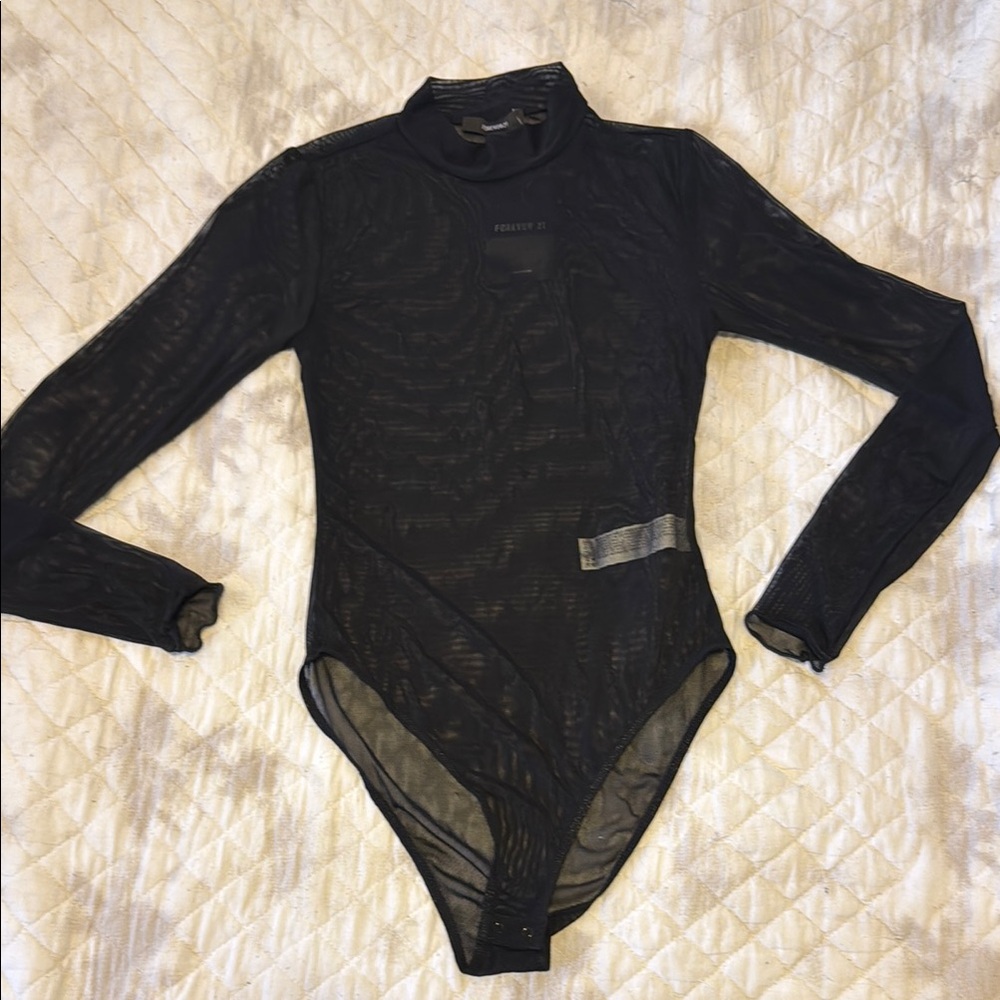 Forever 21 Black Sheer Bodysuit